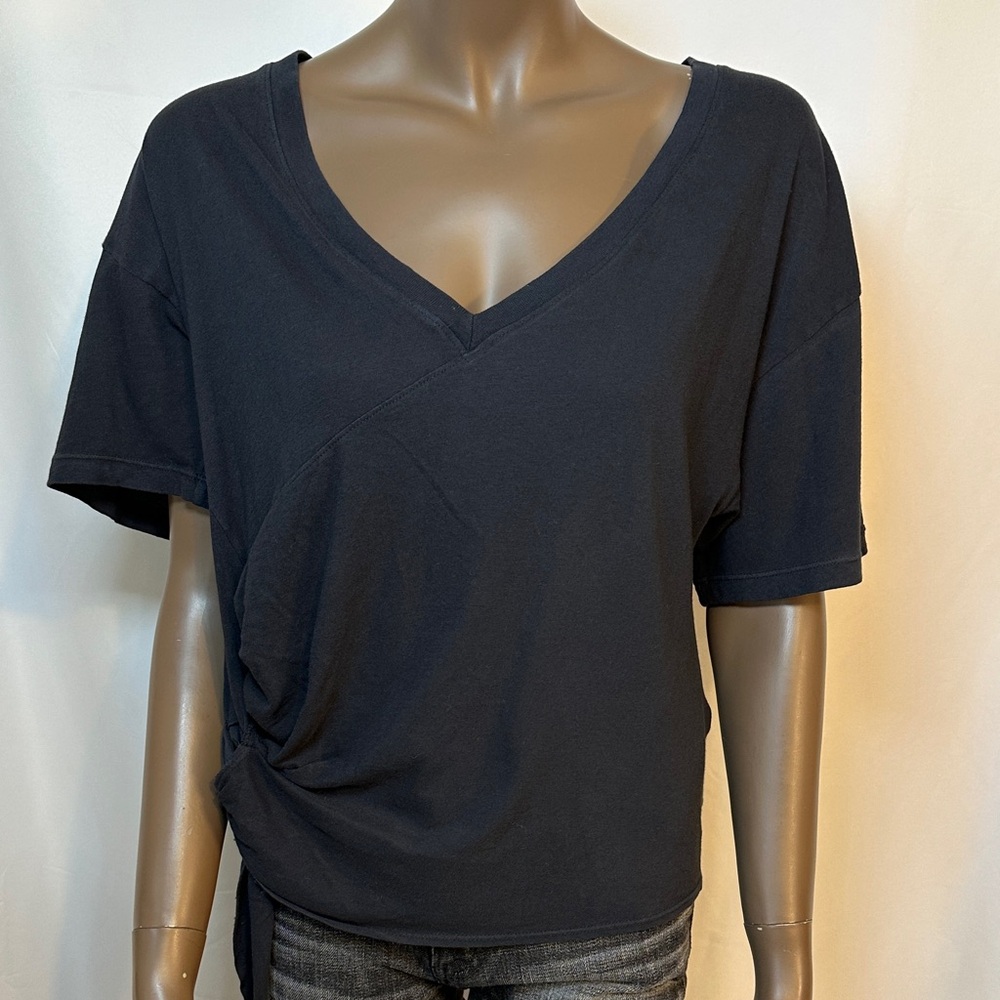 Current/Elliott V-Neck Black Women's Top With Side Tie